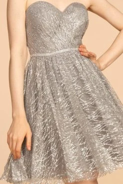 Elizabeth K - GS1627 Strapless Glitter A-Line Cocktail Dress Cocktail Dresses