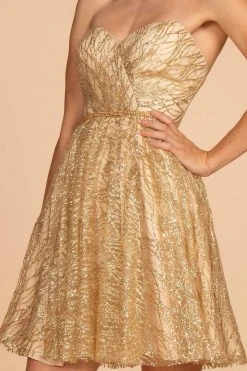 Elizabeth K - GS1627 Strapless Glitter A-Line Cocktail Dress Cocktail Dresses