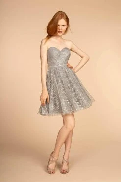 Elizabeth K - GS1627 Strapless Glitter A-Line Cocktail Dress Cocktail Dresses