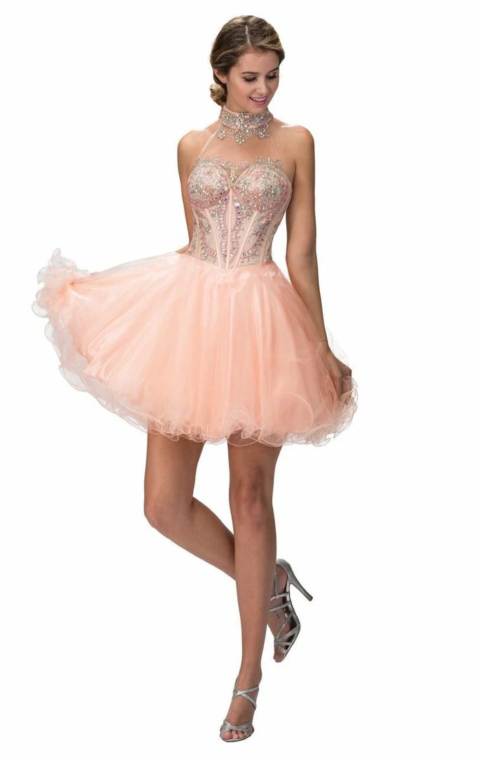 Cocktail Dresses Elizabeth K - GS2029 Embellished High Neck Cocktail Dress 3 Cocktail Dresses Elizabeth K - GS2029 Embellished High Neck Cocktail Dress