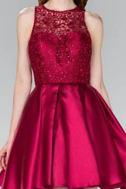 Elizabeth K - GS2383 Lace Jewel Neck Mikado A-line Dress Cocktail Dresses 12 Elizabeth K - GS2383 Lace Jewel Neck Mikado A-line Dress Cocktail Dresses