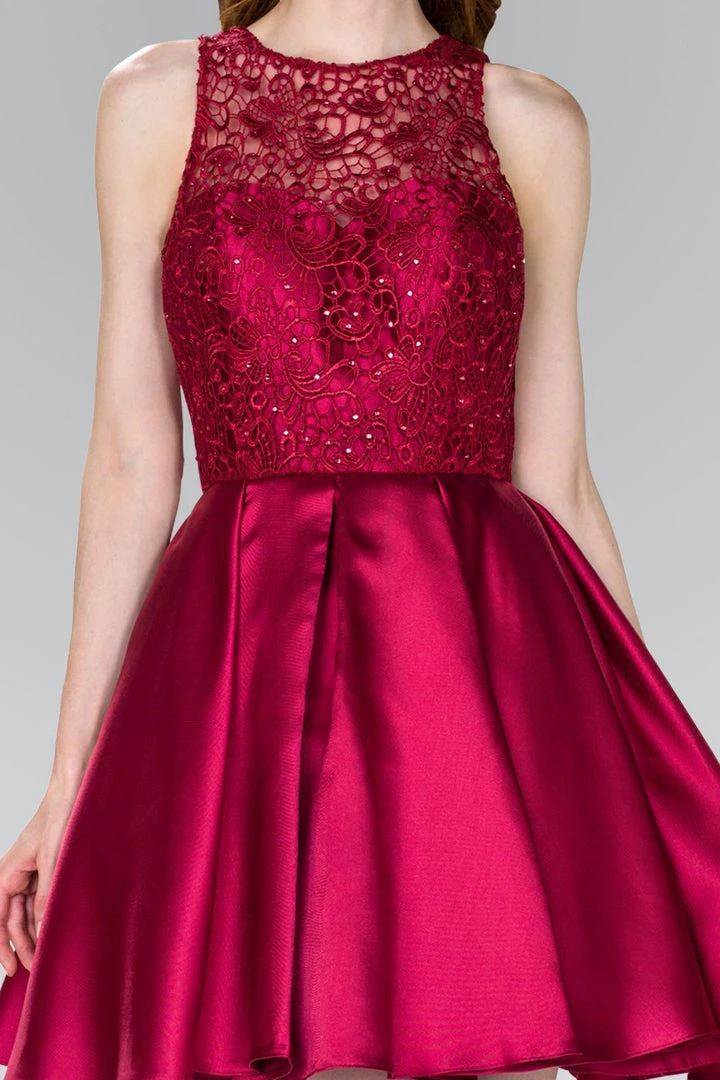 Elizabeth K - GS2383 Lace Jewel Neck Mikado A-line Dress Cocktail Dresses 5 Elizabeth K - GS2383 Lace Jewel Neck Mikado A-line Dress Cocktail Dresses