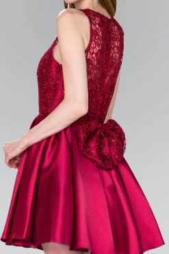 Elizabeth K - GS2383 Lace Jewel Neck Mikado A-line Dress Cocktail Dresses 13 Elizabeth K - GS2383 Lace Jewel Neck Mikado A-line Dress Cocktail Dresses