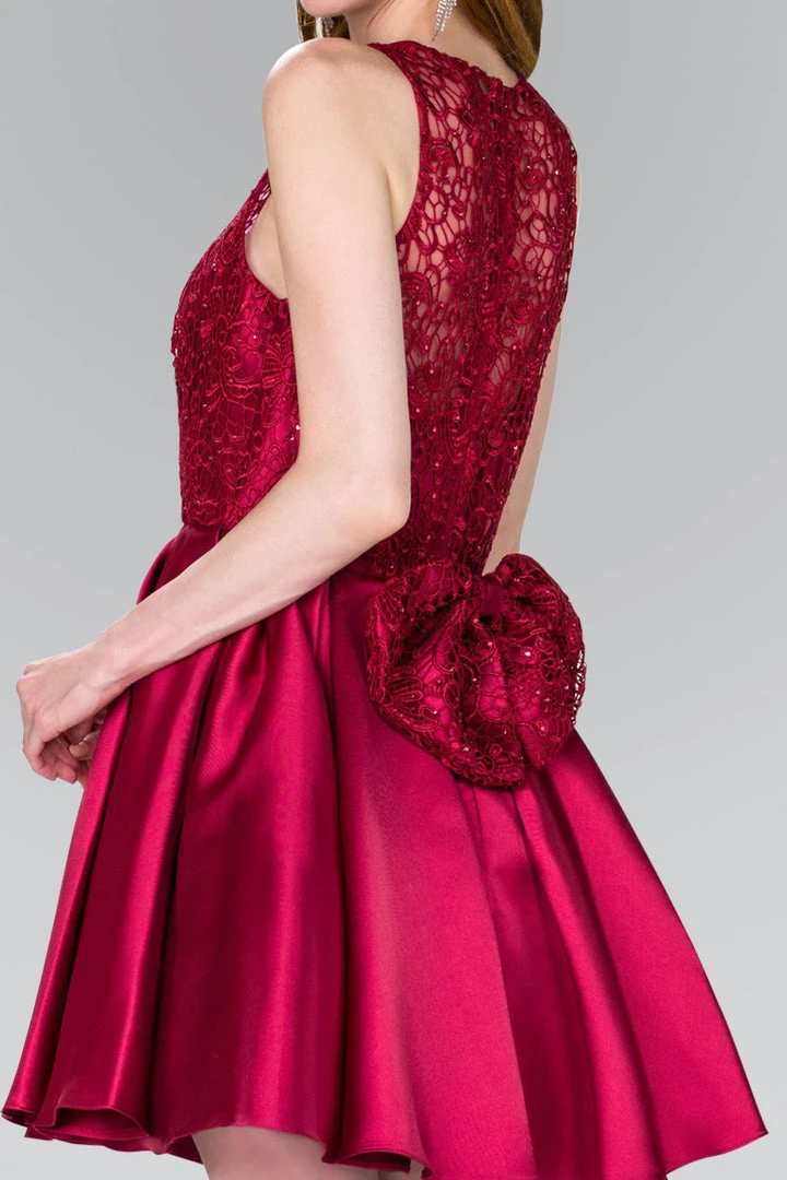 Elizabeth K - GS2383 Lace Jewel Neck Mikado A-line Dress Cocktail Dresses 6 Elizabeth K - GS2383 Lace Jewel Neck Mikado A-line Dress Cocktail Dresses