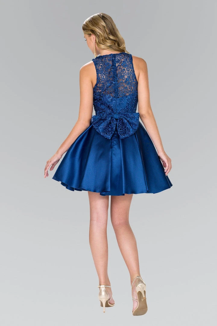 Elizabeth K - GS2383 Lace Jewel Neck Mikado A-line Dress Cocktail Dresses 8 Elizabeth K - GS2383 Lace Jewel Neck Mikado A-line Dress Cocktail Dresses