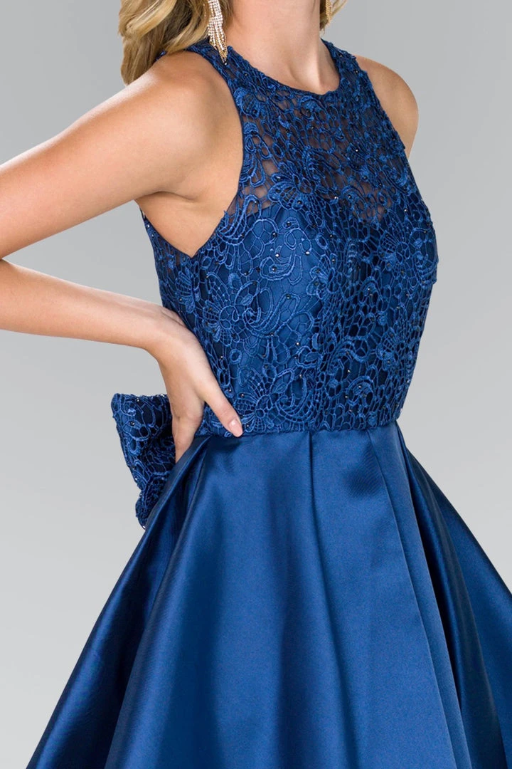 Elizabeth K - GS2383 Lace Jewel Neck Mikado A-line Dress Cocktail Dresses 9 Elizabeth K - GS2383 Lace Jewel Neck Mikado A-line Dress Cocktail Dresses