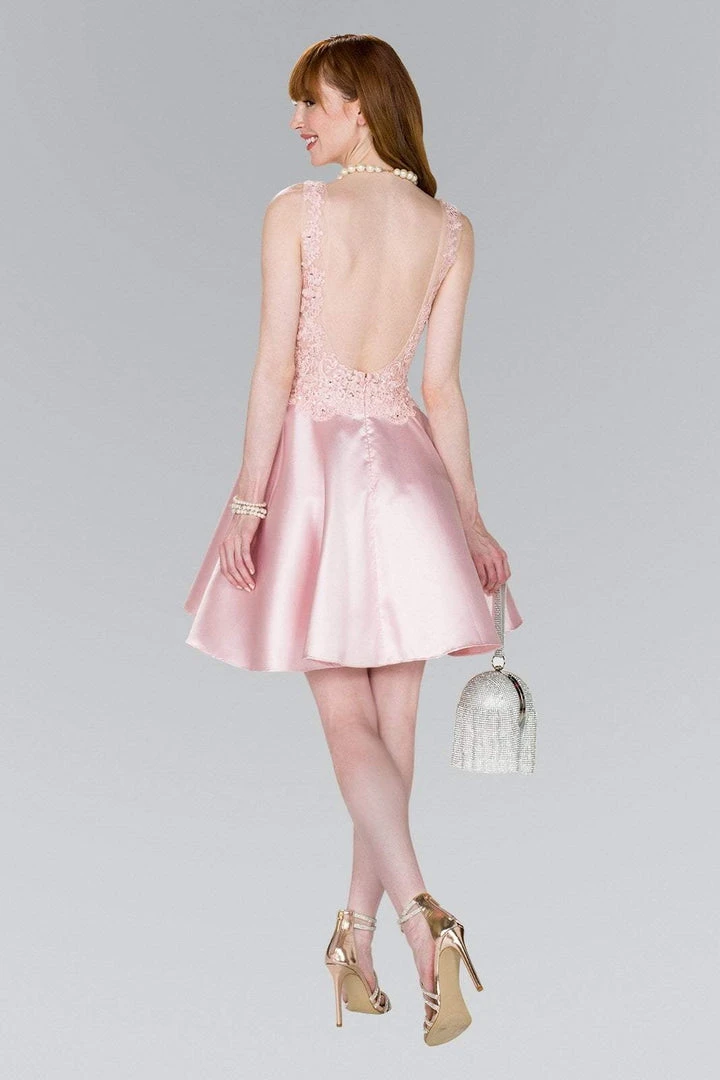 Elizabeth K - GS2387 Appliqued Illusion Bodice Mikado Dress Cocktail Dresses 4 Elizabeth K - GS2387 Appliqued Illusion Bodice Mikado Dress Cocktail Dresses