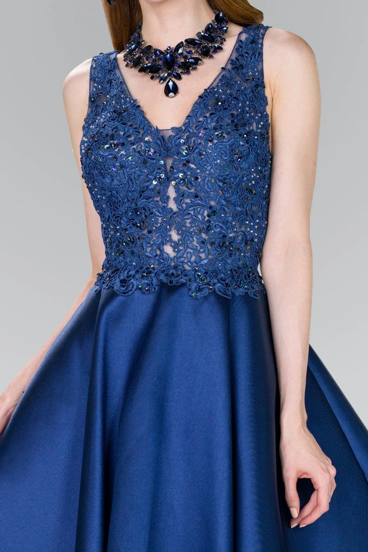 Elizabeth K - GS2387 Appliqued Illusion Bodice Mikado Dress Cocktail Dresses 9 Elizabeth K - GS2387 Appliqued Illusion Bodice Mikado Dress Cocktail Dresses