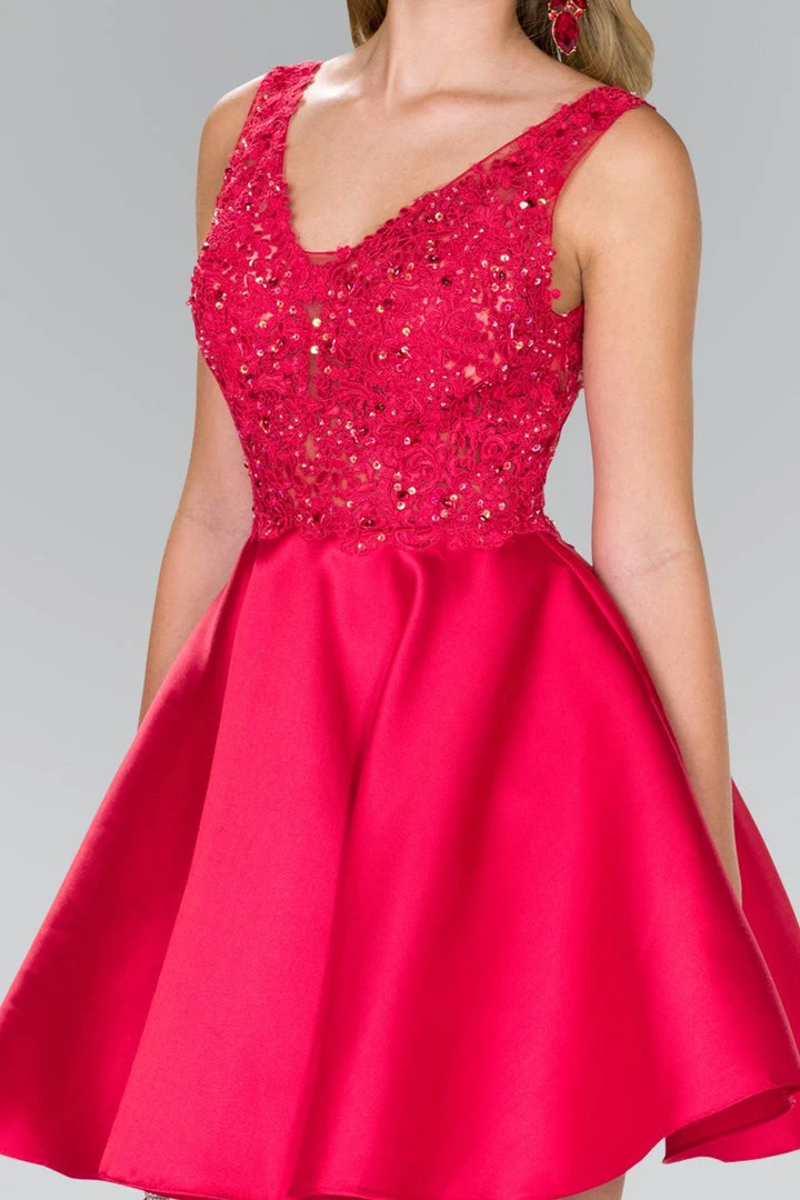 Elizabeth K - GS2387 Appliqued Illusion Bodice Mikado Dress Cocktail Dresses 13 Elizabeth K - GS2387 Appliqued Illusion Bodice Mikado Dress Cocktail Dresses