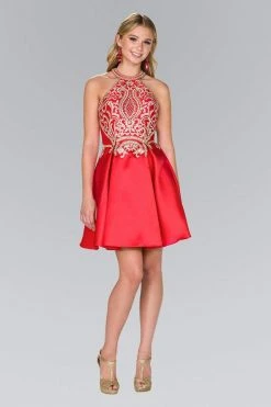 Elizabeth K - GS2389 Gilded Halter Mikado A-line Dress