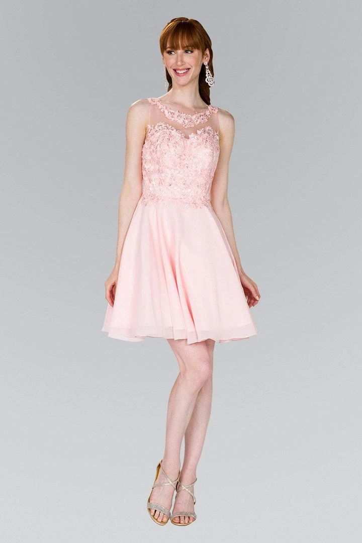 Elizabeth K - GS2394 Lace Applique Scoop Chiffon A-line Dress Cocktail Dresses 3 Elizabeth K - GS2394 Lace Applique Scoop Chiffon A-line Dress Cocktail Dresses