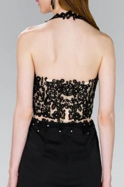 Cocktail Dresses Elizabeth K - GS2402 Lace Applique Jewel Neck Jersey Sheath Dress