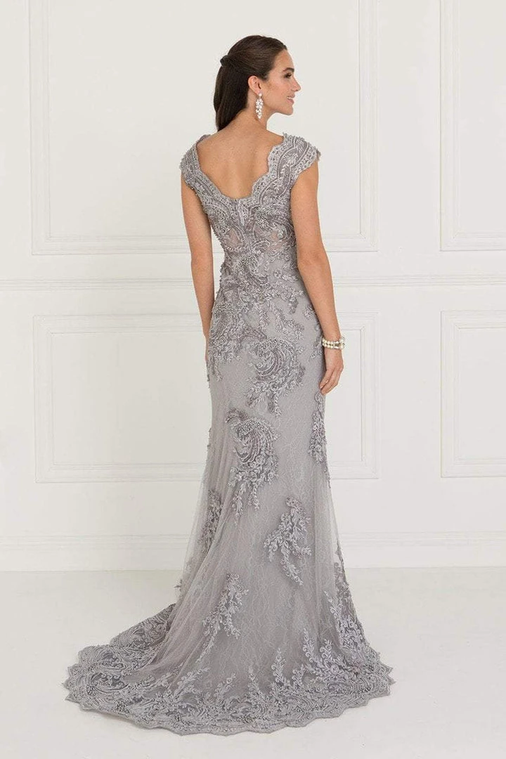 Elizabeth K - Lace Embroidered Long Sheath Dress GL1540 Formal Gowns 4 Elizabeth K - Lace Embroidered Long Sheath Dress GL1540 Formal Gowns