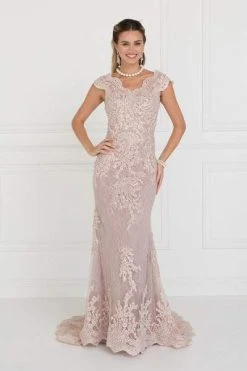 Elizabeth K - Lace Embroidered Long Sheath Dress GL1540 Formal Gowns 11 Elizabeth K - Lace Embroidered Long Sheath Dress GL1540 Formal Gowns