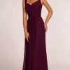 Elizabeth K - Sleeveless Shirred Chiffon Long Dress GL2608 - 1 Pc Eggplant In Size S Available Formal Gowns