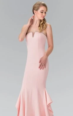 Elizabeth K Strapless Ruffle Accented Mermaid Gown - 1 Pc. Blush In Size XL Available Formal Gowns