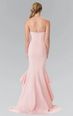 Elizabeth K Strapless Ruffle Accented Mermaid Gown - 1 Pc. Blush In Size XL Available Formal Gowns