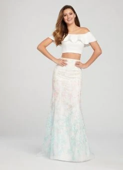 Ellie Wilde - EW119056 Ombre Sequined Lace Two Piece Mermaid Dress 10 Ellie Wilde - EW119056 Ombre Sequined Lace Two Piece Mermaid Dress