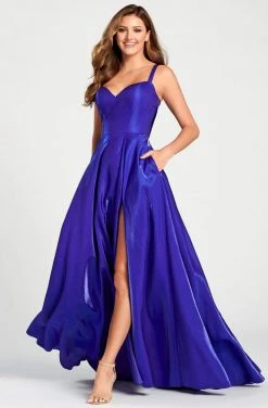 Formal Gowns Ellie Wilde - EW120015 Illusion Plunging V Neck Shimmer Ballgown