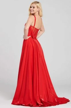 Formal Gowns Ellie Wilde - EW120015 Illusion Plunging V Neck Shimmer Ballgown