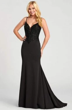Ellie Wilde - EW120084 V Neck Embroidered Corset Bodice Jersey Gown 13 Ellie Wilde - EW120084 V Neck Embroidered Corset Bodice Jersey Gown