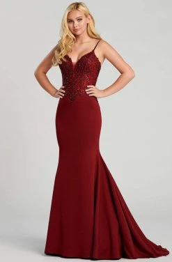 Ellie Wilde - EW120084 V Neck Embroidered Corset Bodice Jersey Gown 15 Ellie Wilde - EW120084 V Neck Embroidered Corset Bodice Jersey Gown