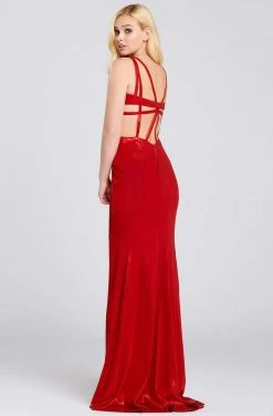 Ellie Wilde - EW120086 Illusion Plunging V Neck Metallic Evening Dress 9 Ellie Wilde - EW120086 Illusion Plunging V Neck Metallic Evening Dress