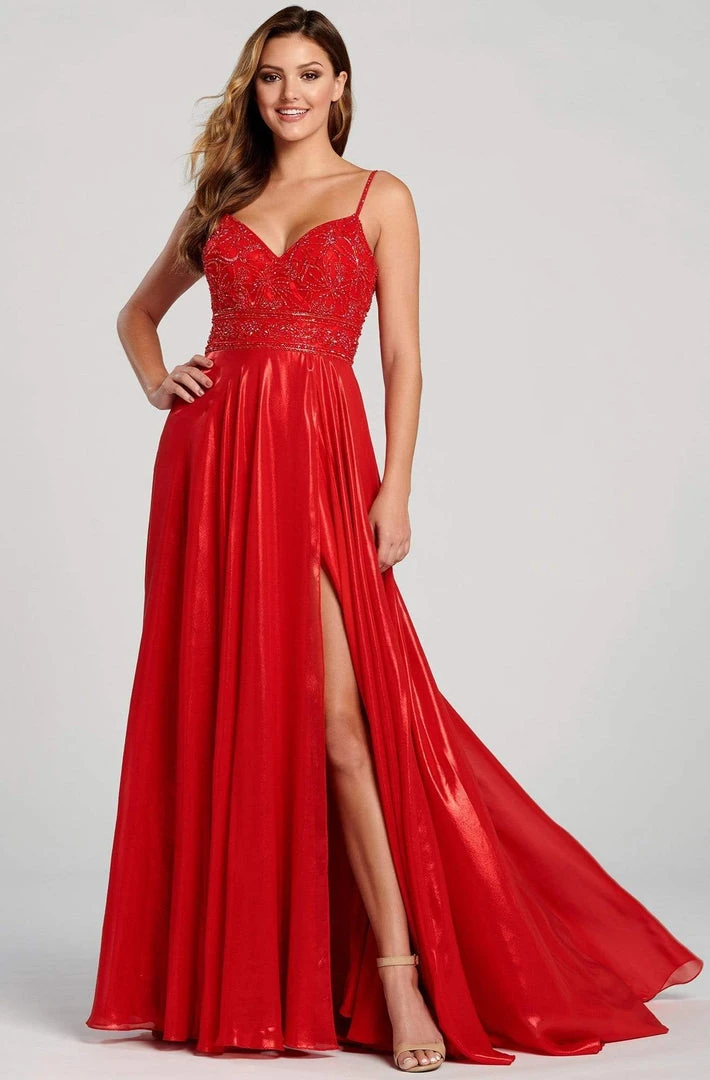 Ellie Wilde - EW120107LS V-Neck Shimmering Chiffon Ball Gown 8 Ellie Wilde - EW120107LS V-Neck Shimmering Chiffon Ball Gown