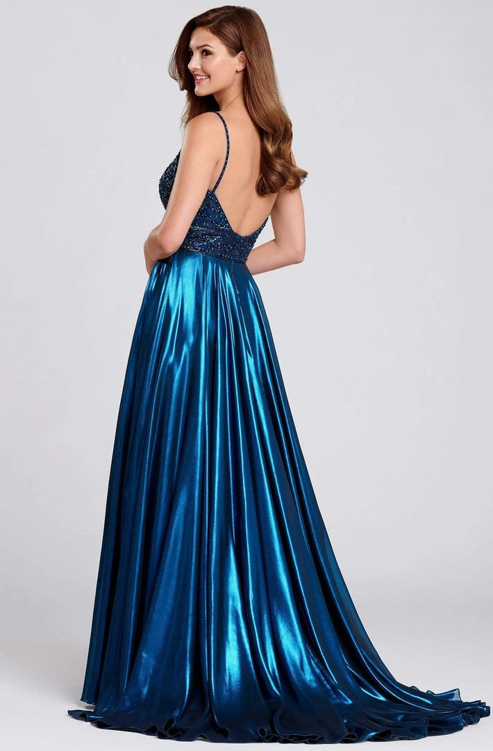 Ellie Wilde - EW120107LS V-Neck Shimmering Chiffon Ball Gown 4 Ellie Wilde - EW120107LS V-Neck Shimmering Chiffon Ball Gown