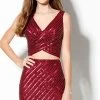 Ellie Wilde - EW21935S Two-Piece Crisscross Bodice Sequined Dress