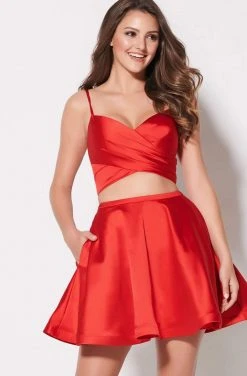 Cocktail Dresses Ellie Wilde - EW21947S Two Piece Stretch Satin A-line Dress