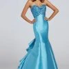 Ellie Wilde - Ruffle Back Long Mermaid Gown EW117060 - 1 Pc Turquoise In Size 0 Available