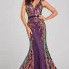 Ellie Wilde - V-Neck Cutout Back Evening Gown EW120073 - 1 Pc Purple/Multi In Size 8 Available