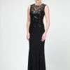 Emma Street - Sequined Illusion Jewel Neck Jersey Dress ES590 Formal Gowns