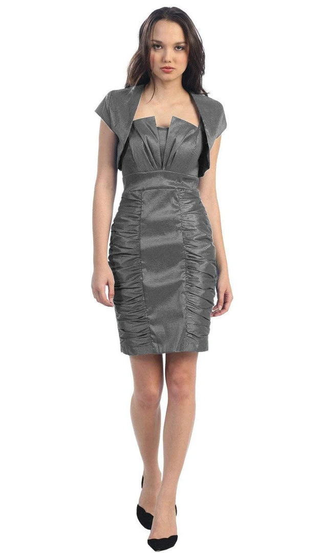 Eureka Fashion - 1818 Taffeta Sheath Cocktail Dress With Bolero Cocktail Dresses 6 Eureka Fashion - 1818 Taffeta Sheath Cocktail Dress With Bolero Cocktail Dresses