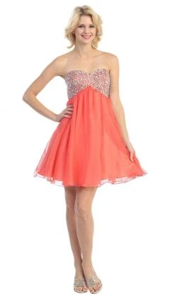 Eureka Fashion - 2301 Beaded Sweetheart Chiffon A-line Dress Cocktail Dresses