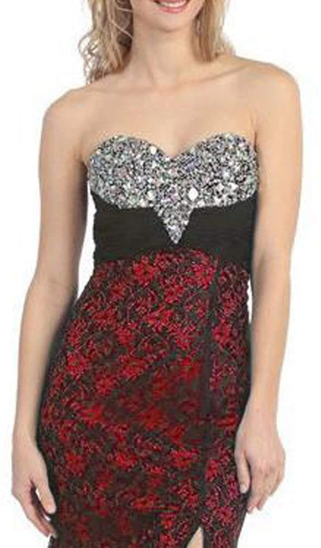 Formal Gowns Eureka Fashion - 2601 Two Tone Lace Sweetheart Sheath Dress With Shawl 4 Formal Gowns Eureka Fashion - 2601 Two Tone Lace Sweetheart Sheath Dress With Shawl