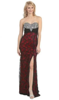 Formal Gowns Eureka Fashion - 2601 Two Tone Lace Sweetheart Sheath Dress With Shawl