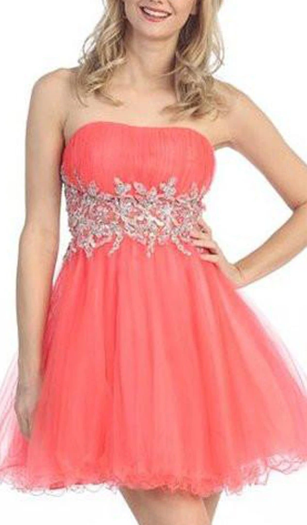 Eureka Fashion - 2614 Strapless Embellished Semi-Sweetheart Dress 4 Eureka Fashion - 2614 Strapless Embellished Semi-Sweetheart Dress