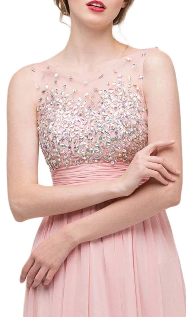 Eureka Fashion - 4001 Bejeweled Illusion Bateau Chiffon A-line Dress Formal Gowns 4 Eureka Fashion - 4001 Bejeweled Illusion Bateau Chiffon A-line Dress Formal Gowns