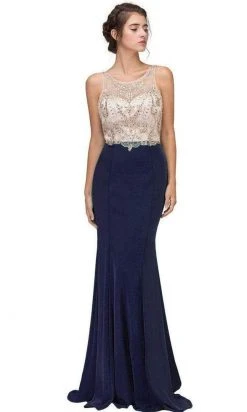 Eureka Fashion - 7022 Beaded Illusion Scoop Mermaid Dress Formal Gowns