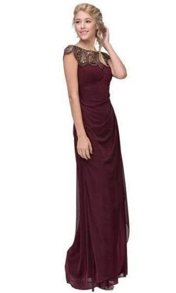 Formal Gowns Eureka Fashion - Beaded Illusion Bateau Sheath Dress R216SC - 1 Pc Red In Size XS And S Available