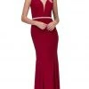 Eureka Fashion - Beaded Plunging V-neck Jersey Evening Dress Formal Gowns