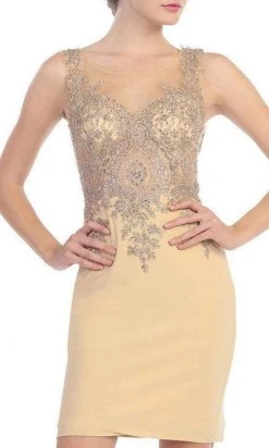 Eureka Fashion - Metallic Lace Illusion Scoop Short Dress 6002 - 1 Pc H.Green/Gd In Size L Available Cocktail Dresses 8 Eureka Fashion - Metallic Lace Illusion Scoop Short Dress 6002 - 1 Pc H.Green/Gd In Size L Available Cocktail Dresses