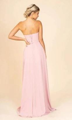 Eureka Fashion - Straight Across A-Line Dress With Slit 9611 - 2 Pc Dusty Rose In Size S And M Available