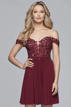 Faviana - 10155 Corded Lace Applique Illusion Bodice Cocktail Dress