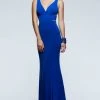 Faviana - 7541 V-Neck Evening Dress With Side Cutouts
