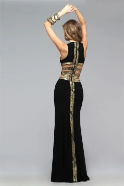 Formal Gowns Faviana - 7734 Jersey Scoop Neck Long Dress With Side Cut-Outs 6 Formal Gowns Faviana - 7734 Jersey Scoop Neck Long Dress With Side Cut-Outs