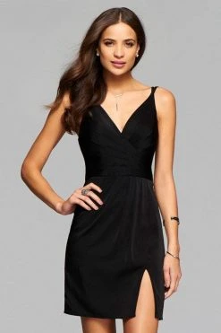 Faviana - 7850 Short Satin V-Neck Cocktail Dress Cocktail Dresses