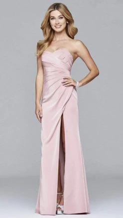 Faviana - 7891 Satin Sweetheart Evening Dress With High Side Slit